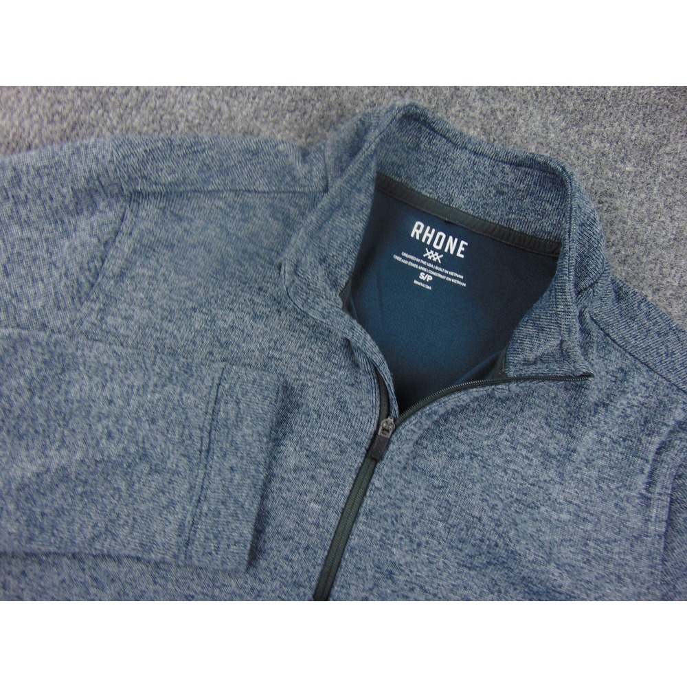 Rhone Quarter Zip Pullover Mens Small Blue Marled Performance Sweater Activewear